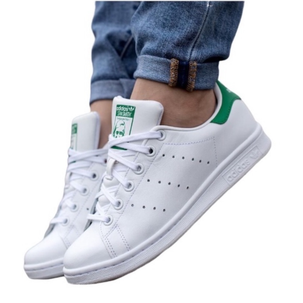 Stan Smith Adidas White Leather Lace Up Sneakers Sz 5